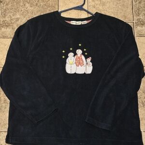 Cathy Daniels Navy Snowman Fleece Sweater XL